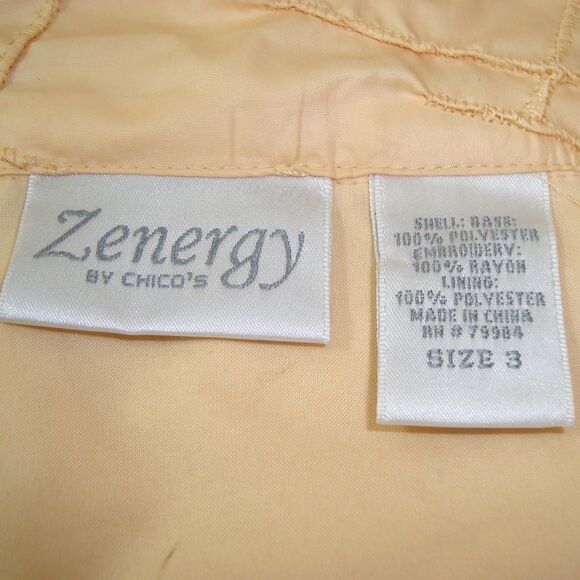 Zenergy by Chico's Lightweight Yellow Embroidered Zip Up Jacket Size 3 (XL) - Picture 2 of 8
